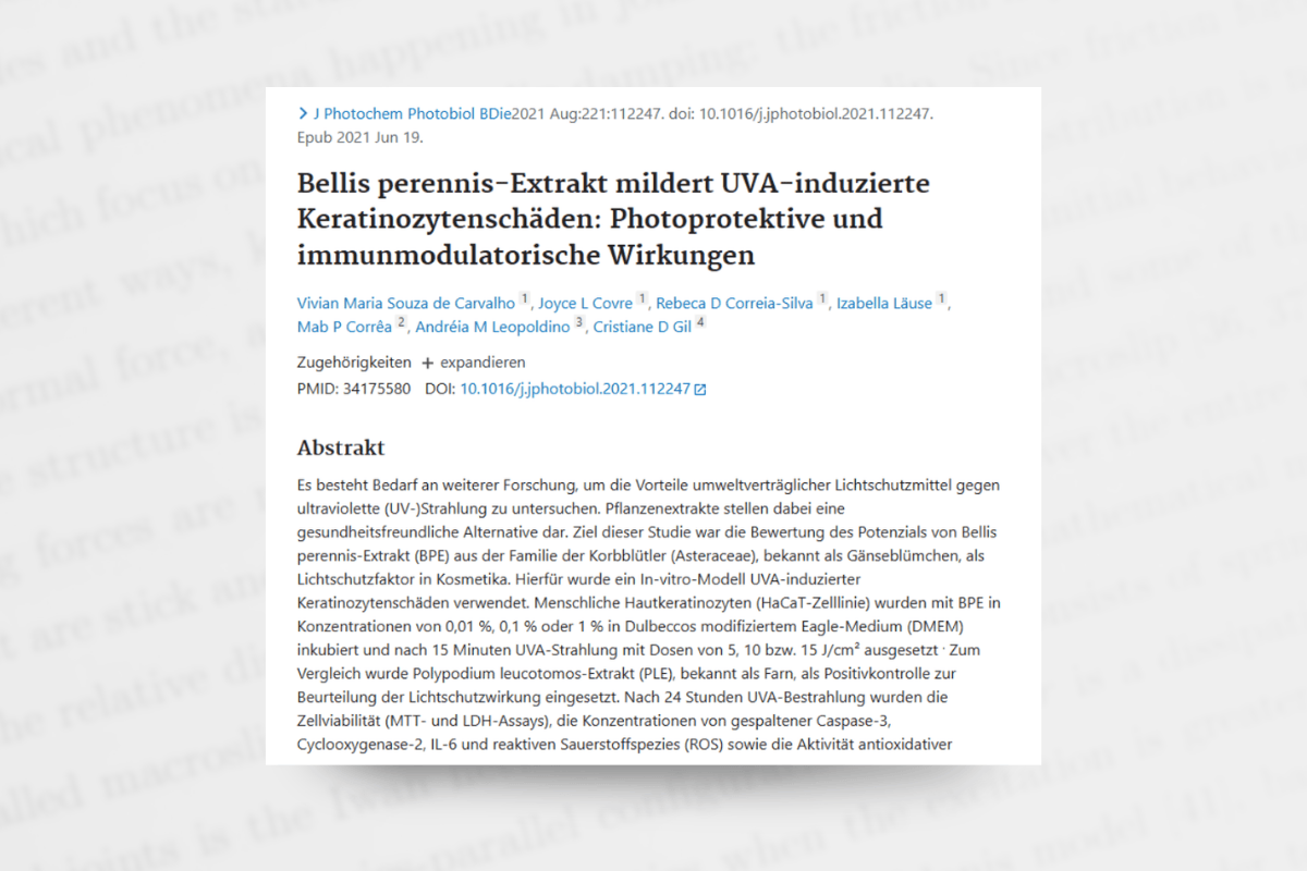 Wissenschaftliche Studie zu Bellis-perennis-Extrakt (Gänseblümchen) – Photoprotektion und Hautschutz